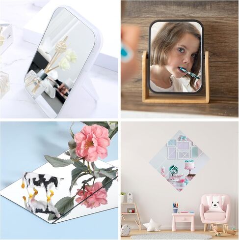 12pcs تحطيم المرايا البلاستيكية 4 × 6 بوصة البلاط المرآة الأكريليك مع زوايا مستديرة ناعمة ، وملاءات مرآة أفلام واقية مزدوجة من جانب الحمام ديكور ديني الحرف ديي in Kuwait