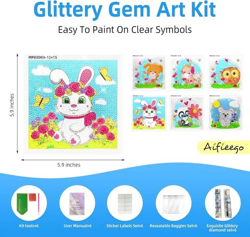 Aifieego Small Diamond Art for Kids Girls Ages 6-8 8-10 8-12 10-13,5D Mini Diamond Painting Kits, Gem Art Kits for Teens (Flower Animal Pack) in Saudi Arabia