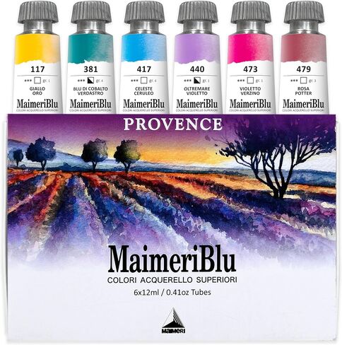 الطلاء المائي Maimeri Blu ، مجموعة مواضيعية Provence ، أنابيب 12 مل ، 6 حزمة ، ألوان متنوعة ، عدد واحد in Kuwait