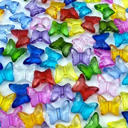200pcs 12x15mm Acrylic Butterfly Beads Assorted Clear Spacer Beads Loose Butterfly Shaped Beads with Hole for Earring Necklace Bracelet Lanyard Jewelry DIY Craft Making(Mixed Color) in Saudi Arabia