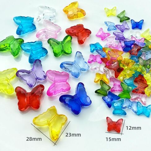 200pcs 12x15mm Acrylic Butterfly Beads Assorted Clear Spacer Beads Loose Butterfly Shaped Beads with Hole for Earring Necklace Bracelet Lanyard Jewelry DIY Craft Making(Mixed Color) in Saudi Arabia