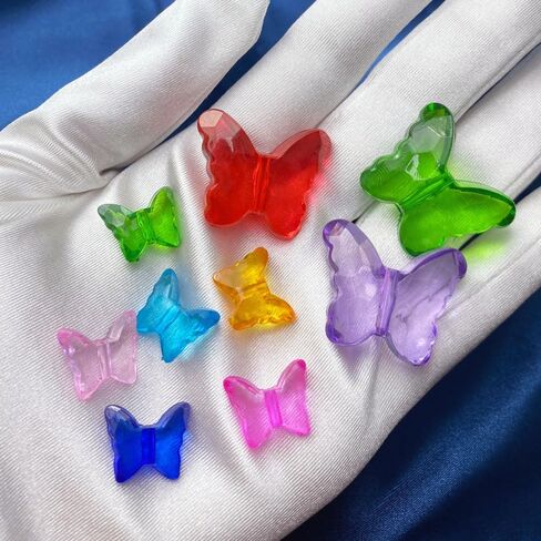 200pcs 12x15mm Acrylic Butterfly Beads Assorted Clear Spacer Beads Loose Butterfly Shaped Beads with Hole for Earring Necklace Bracelet Lanyard Jewelry DIY Craft Making(Mixed Color) in Saudi Arabia