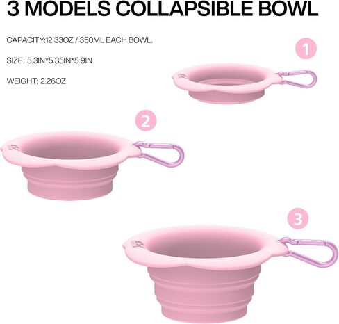 Silicone Collapsible Dog Bowls, Free Dishwasher Safe, Portable Foldable Expandable Travel Bowl, Food Water Feeding Cup Dish for Dogs Cats (Pink, M) in Saudi Arabia