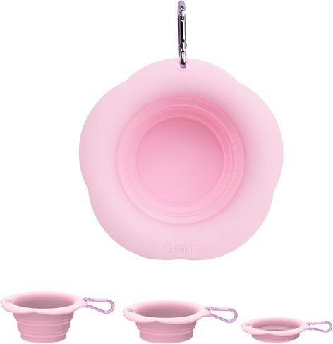 Silicone Collapsible Dog Bowls, Free Dishwasher Safe, Portable Foldable Expandable Travel Bowl, Food Water Feeding Cup Dish for Dogs Cats (Pink, M) in Saudi Arabia