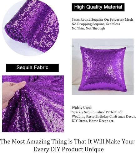 Pardecor Sequin Fabric by The Yard Glitter Fabric 1 Yard Little Mermaid Fabric Mesh Fabric Sequence Fabric Linen Material Fabric for Sewing Sparkle Cloth Fabric (1 Yard, Lavender) in Saudi Arabia