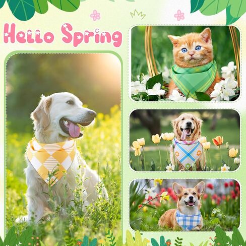 Pickmesh 150 Pcs Holiday Plaid Dog Bandanas Bulk Spring Easter Pet Bandana Adjustable Pet Scarf Holiday Grooming Supplies for Small to Large Cat Dog(Multicolor) in Kuwait