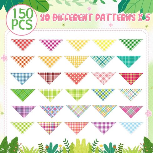 Pickmesh 150 Pcs Holiday Plaid Dog Bandanas Bulk Spring Easter Pet Bandana Adjustable Pet Scarf Holiday Grooming Supplies for Small to Large Cat Dog(Multicolor) in Kuwait