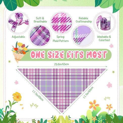 Pickmesh 150 Pcs Holiday Plaid Dog Bandanas Bulk Spring Easter Pet Bandana Adjustable Pet Scarf Holiday Grooming Supplies for Small to Large Cat Dog(Multicolor) in Kuwait
