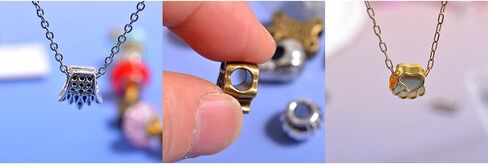 120pcs حبات الفواصل المعدنية الكبيرة الثقب لصنع المجوهرات ، والفضة والذهبية لنتائج سوار ، وفتحة كبيرة وأسلوب مختلط (لون مختلط) in Kuwait