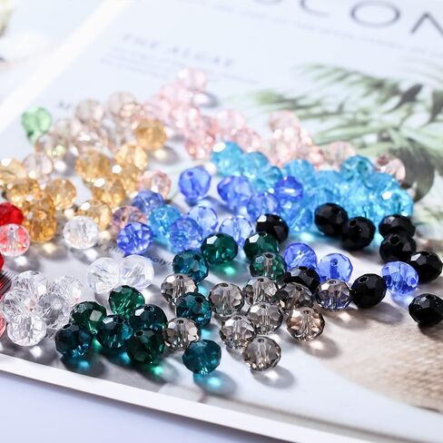 DAHI 600pcs 8mm Glass Beads Briolette Crystal Glass Beads Faceted Rondelle Shape Crystal Beads Assorted Colorful Loose Beads for DIY Craft Bracelets, Necklace Jewelry Making (15color/8mm) in Saudi Arabia