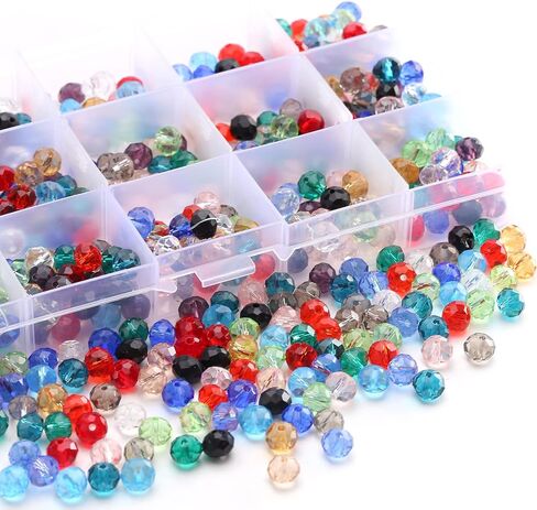 DAHI 600pcs 8mm Glass Beads Briolette Crystal Glass Beads Faceted Rondelle Shape Crystal Beads Assorted Colorful Loose Beads for DIY Craft Bracelets, Necklace Jewelry Making (15color/8mm) in Saudi Arabia