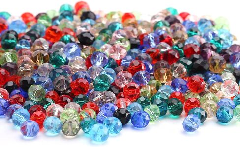 DAHI 600pcs 8mm Glass Beads Briolette Crystal Glass Beads Faceted Rondelle Shape Crystal Beads Assorted Colorful Loose Beads for DIY Craft Bracelets, Necklace Jewelry Making (15color/8mm) in Saudi Arabia