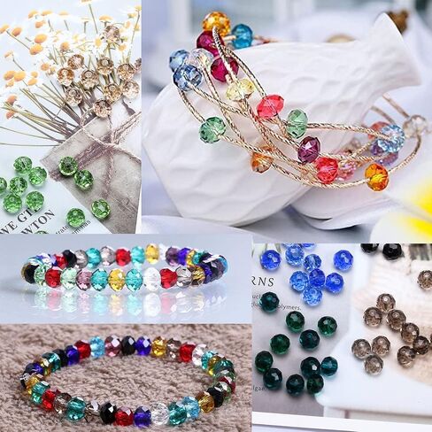 DAHI 600pcs 8mm Glass Beads Briolette Crystal Glass Beads Faceted Rondelle Shape Crystal Beads Assorted Colorful Loose Beads for DIY Craft Bracelets, Necklace Jewelry Making (15color/8mm) in Saudi Arabia