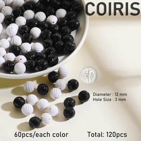 COIRIS 20mm Round Acrylic Beads for Necklace Bracelets, 20pcs Black and White Beads Supplies for Jewelry Making Smooth Spacer Loose Beading for Keychain Making DIY Crafts Making（PJ1001-Ball） in Saudi Arabia