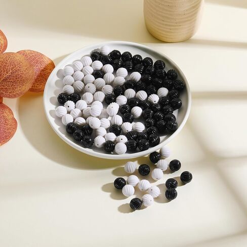 COIRIS 20mm Round Acrylic Beads for Necklace Bracelets, 20pcs Black and White Beads Supplies for Jewelry Making Smooth Spacer Loose Beading for Keychain Making DIY Crafts Making（PJ1001-Ball） in Saudi Arabia