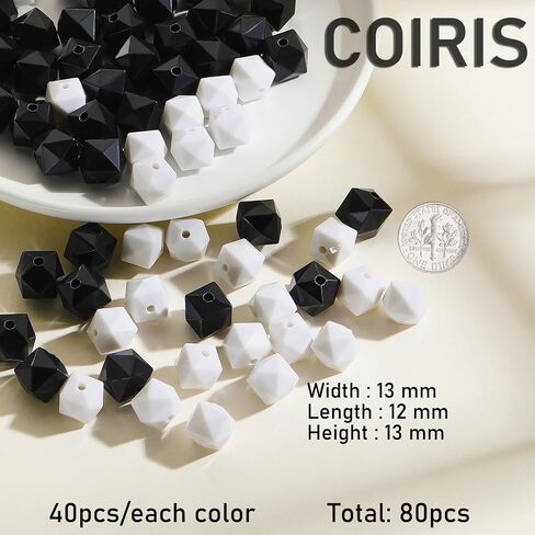COIRIS 20mm Round Acrylic Beads for Necklace Bracelets, 20pcs Black and White Beads Supplies for Jewelry Making Smooth Spacer Loose Beading for Keychain Making DIY Crafts Making（PJ1001-Ball） in Saudi Arabia