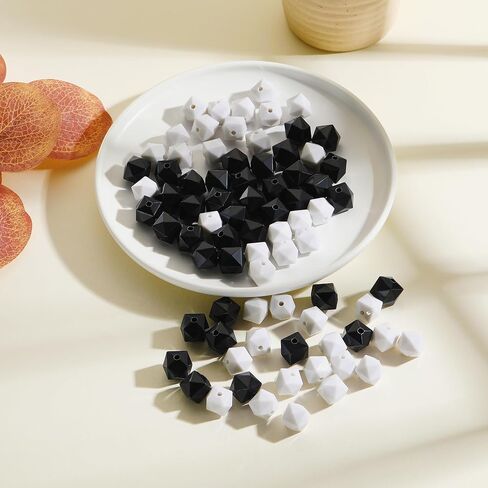 COIRIS 20mm Round Acrylic Beads for Necklace Bracelets, 20pcs Black and White Beads Supplies for Jewelry Making Smooth Spacer Loose Beading for Keychain Making DIY Crafts Making（PJ1001-Ball） in Saudi Arabia