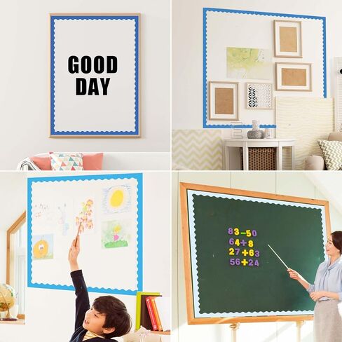 6 رولز 206.69 قدم شتاء حدود ملونة للوحة الإعلانات ، زخارف لوحة Boho Bulletin Blue Boho لعيد الميلاد Witner Classroom Decord Supplies (Blue) in Kuwait