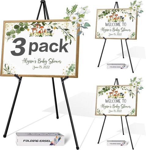 63" Easel Stand for Wedding Sign Poster Display Easel Floor Adjustable Metal Black Art Easel Instant Folding Tripod Easel for Painting Canvas Wedding Welcome Sign Stand, 1Pack in Saudi Arabia