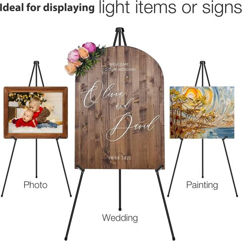63" Easel Stand for Wedding Sign Poster Display Easel Floor Adjustable Metal Black Art Easel Instant Folding Tripod Easel for Painting Canvas Wedding Welcome Sign Stand, 1Pack in Saudi Arabia