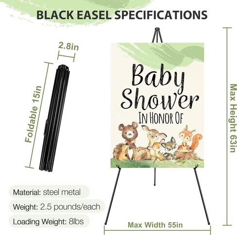 63" Easel Stand for Wedding Sign Poster Display Easel Floor Adjustable Metal Black Art Easel Instant Folding Tripod Easel for Painting Canvas Wedding Welcome Sign Stand, 1Pack in Saudi Arabia