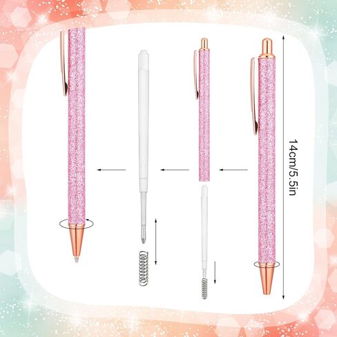 Leinuosen 20 Pcs Ballpoint Pens Metal Retractable Pens Cute Pretty Pens Black Ink Comfortable Writing Pens Gift Pens with Medium Point for Office Supplies (Silver) in Saudi Arabia