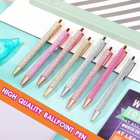 Leinuosen 20 Pcs Ballpoint Pens Metal Retractable Pens Cute Pretty Pens Black Ink Comfortable Writing Pens Gift Pens with Medium Point for Office Supplies (Silver) in Saudi Arabia