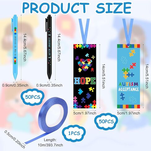 100pcs قبول التوحد هدايا التوحيد التوعية أقلام أقل ملهمة السحب قابلة للارتطام الوعي مرجعية الوعي الزرق in Kuwait