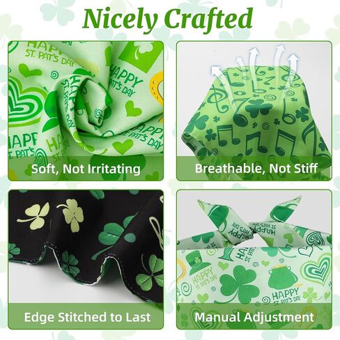 FHTONGE Native St. Patrick's Day Dog Bandanas Double Layer, 3 Pack 6 Pattern Reversible Lucky Shamrock Clover Holiday Dog Bandanna, Fall Dog Bandana Dog Drool Bib for Medium to Large Dog (Large) in Saudi Arabia