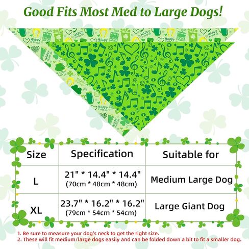 FHTONGE Native St. Patrick's Day Dog Bandanas Double Layer, 3 Pack 6 Pattern Reversible Lucky Shamrock Clover Holiday Dog Bandanna, Fall Dog Bandana Dog Drool Bib for Medium to Large Dog (Large) in Saudi Arabia