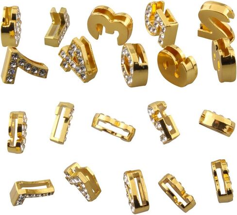 ALLinONE 10mm 0-9 Digital Number 10pcs Rhinestone Alphabet Letter Slide Charms (Gold) in Saudi Arabia