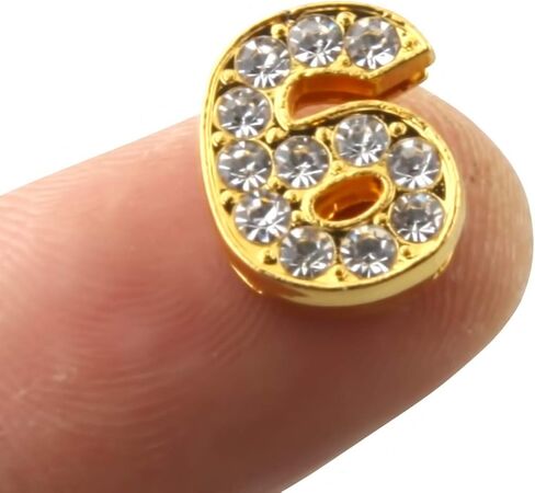 ALLinONE 10mm 0-9 Digital Number 10pcs Rhinestone Alphabet Letter Slide Charms (Gold) in Saudi Arabia