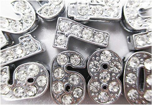 ALLinONE 10mm 0-9 Digital Number 10pcs Rhinestone Alphabet Letter Slide Charms (Gold) in Saudi Arabia
