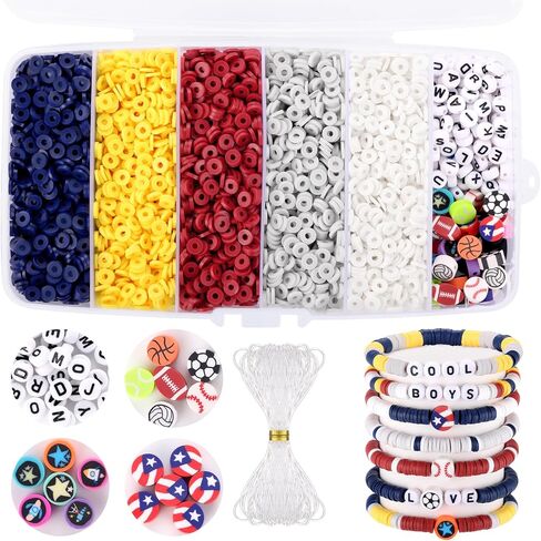 5280pcs Clay Beads Bracelet Making Kit, Earth Tone Friendship Bracelet Kit, Funtopia Flat Heishi Beads with Charms Letter Gold Spacer Beads for Jewelry Making, Crafts in Kuwait