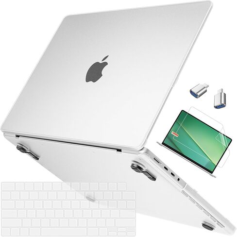 Mektron Ultra Thin Case لـ M4 MacBook Pro 16 Inch 2024 الإصدار A3403 A3186 FITS 2023 2021 الإصدار M3 A2991 M2 A2780 M1 A2485 Pro/Max ، قذيفة صلبة واقية مع طي طية ، Frosted Clear Clear Clear in Kuwait
