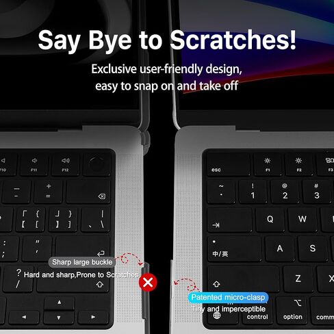 Mektron Ultra Thin Case لـ M4 MacBook Pro 16 Inch 2024 الإصدار A3403 A3186 FITS 2023 2021 الإصدار M3 A2991 M2 A2780 M1 A2485 Pro/Max ، قذيفة صلبة واقية مع طي طية ، Frosted Clear Clear Clear in Kuwait