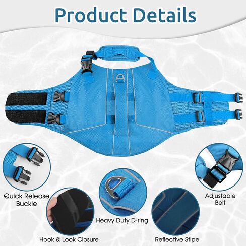 ASENKU Lightweight Dog Life Jacket,Dog Life Vest for Swimming Boating, Dog Swimming Vest with High Flotation Pet Life Jacket for Small Medium and Large Dogs in Saudi Arabia