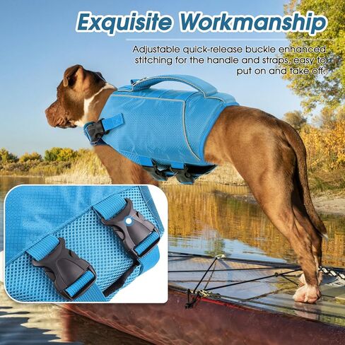 ASENKU Lightweight Dog Life Jacket,Dog Life Vest for Swimming Boating, Dog Swimming Vest with High Flotation Pet Life Jacket for Small Medium and Large Dogs in Saudi Arabia