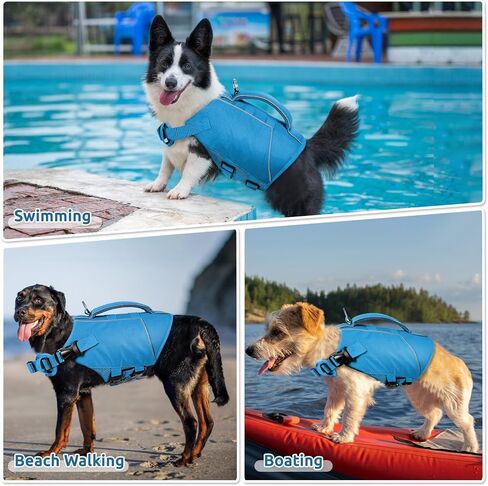 ASENKU Lightweight Dog Life Jacket,Dog Life Vest for Swimming Boating, Dog Swimming Vest with High Flotation Pet Life Jacket for Small Medium and Large Dogs in Saudi Arabia