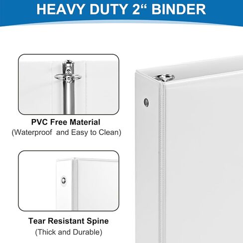 1.5 Inch 3-Ring Binder, 1-1/2 Inch Round Ring Binder with 2 Inside Pockets, 6 Pack White Binder, Clear View Binder Holds Up to 325 Sheets 8.5" x 11" Paper，Perfect for Office/Home/Back to School in Saudi Arabia