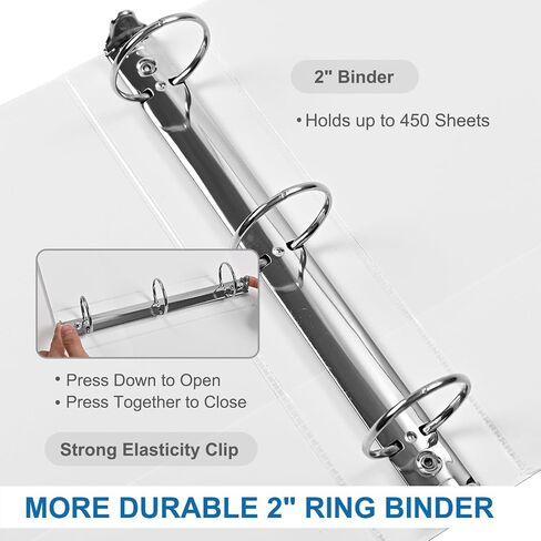1.5 Inch 3-Ring Binder, 1-1/2 Inch Round Ring Binder with 2 Inside Pockets, 6 Pack White Binder, Clear View Binder Holds Up to 325 Sheets 8.5" x 11" Paper，Perfect for Office/Home/Back to School in Saudi Arabia