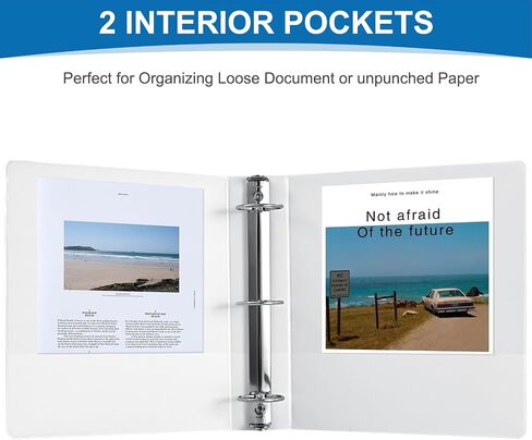 1.5 Inch 3-Ring Binder, 1-1/2 Inch Round Ring Binder with 2 Inside Pockets, 6 Pack White Binder, Clear View Binder Holds Up to 325 Sheets 8.5" x 11" Paper，Perfect for Office/Home/Back to School in Saudi Arabia