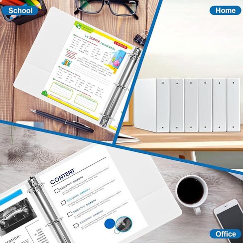 1.5 Inch 3-Ring Binder, 1-1/2 Inch Round Ring Binder with 2 Inside Pockets, 6 Pack White Binder, Clear View Binder Holds Up to 325 Sheets 8.5" x 11" Paper，Perfect for Office/Home/Back to School in Saudi Arabia