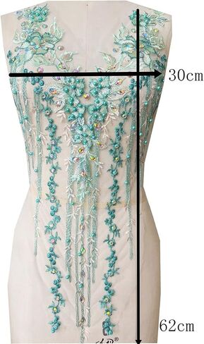 Zbroh Colorful Mesh Embroidered Pearl Beaded Lace Applique rhinestones applique DIY Lace Fabric Trim in Kuwait