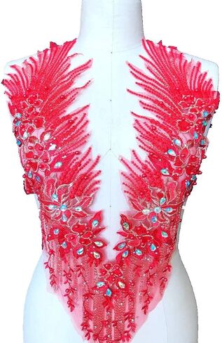 Zbroh Colorful Mesh Embroidered Pearl Beaded Lace Applique rhinestones applique DIY Lace Fabric Trim in Kuwait