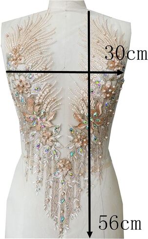 Zbroh Colorful Mesh Embroidered Pearl Beaded Lace Applique rhinestones applique DIY Lace Fabric Trim in Kuwait