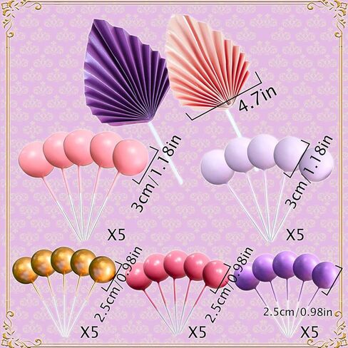 Jevenis 50 PCS Macaroon Rainbow Ball Cake Toppers Toppers Contlulful Rainbow Cake Topper Pastel Colls Cupcake Topcake لعيد ميلاد حفل زفاف الطفل in Kuwait