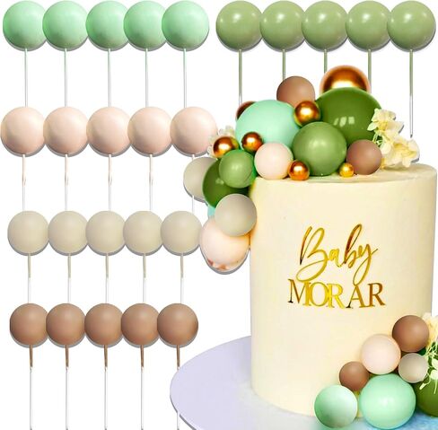 Jevenis 50 PCS Macaroon Rainbow Ball Cake Toppers Toppers Contlulful Rainbow Cake Topper Pastel Colls Cupcake Topcake لعيد ميلاد حفل زفاف الطفل in Kuwait