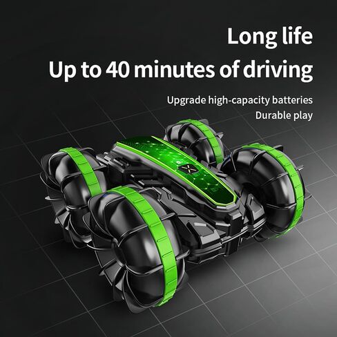 Amphibious Remote Control Car, 2.4 GHz 4WD Amphibious RC Vehicle Boat 360° Rotating Waterproof RC Stunt Car All Terrain Beach Pool Water Toy, Best Gift for Kids and Teens (Green) in Saudi Arabia