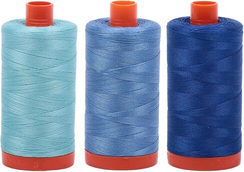 Aurifil 50 Weight 100 ٪ خيط قطني ، حزمة من 3 بقع للخياطة ، التفكيك ، الخياطة ، زين وأكثر (2725 2735 5005) in Saudi Arabia